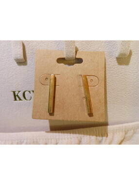 Gold Minimalist Bar Stud Earrings